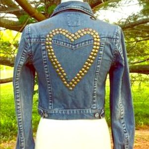 Free people Heart Studded Jean Jacket